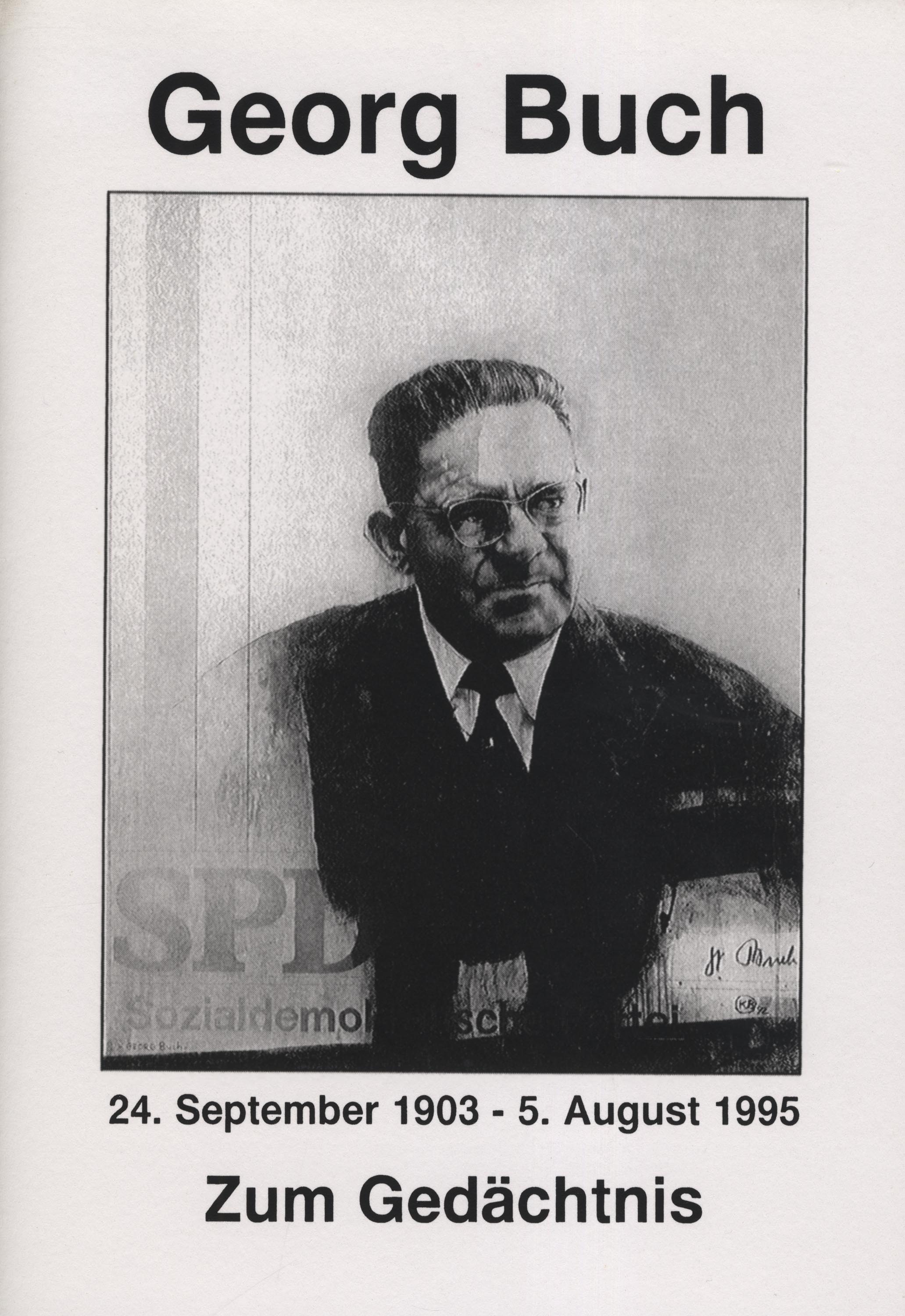 Anlässlich des Todes von seiner Heimatstadt herausgegebene Broschüre mit Coverporträt von Klaus Böttger, Nachruf von Oberbürgermeister Achim Exner und einem biographischen Essay von Axel Ulrich
